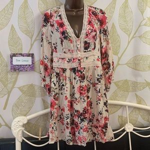 en créme - size Large floral tunic/minidress